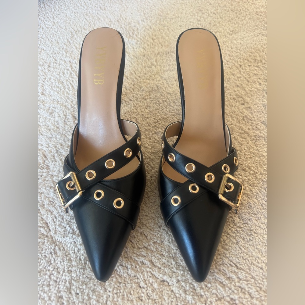 🖤 Dsevht Black Pointed-Toe Kitten Heels — Brand New